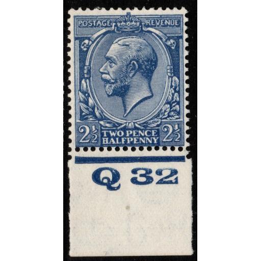 GB SG422 N37(3) 1924 2½d BRIGHT BLUE Q32 MTD MINT