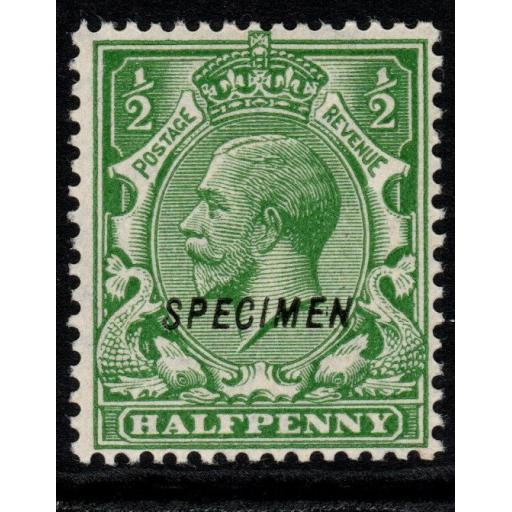 GB SGN33ta 1924 ½d GREEN SPECIMEN OPT DOUBLE, ONE ALBINO MNH