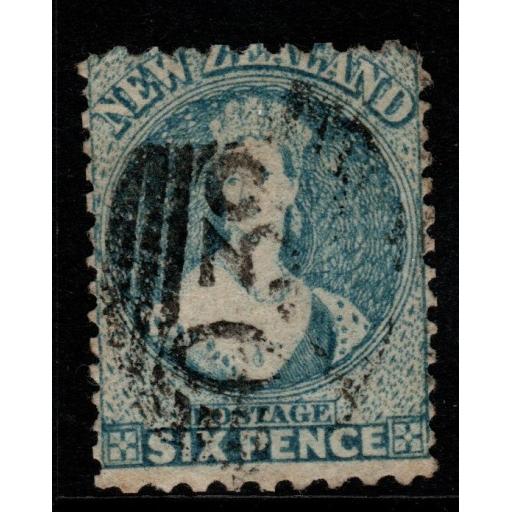 NEW ZEALAND SG131a 1871 6d BLUE p10x12½ USED