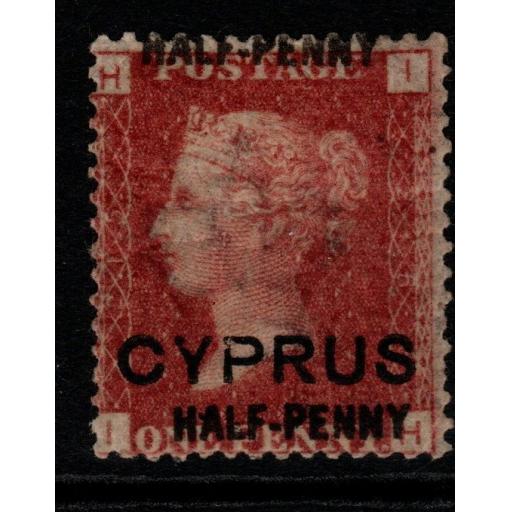 CYPRUS SG9ab pl.215 1881 ½d on 1d RED SURCHARGE DOUBLE MTD MINT