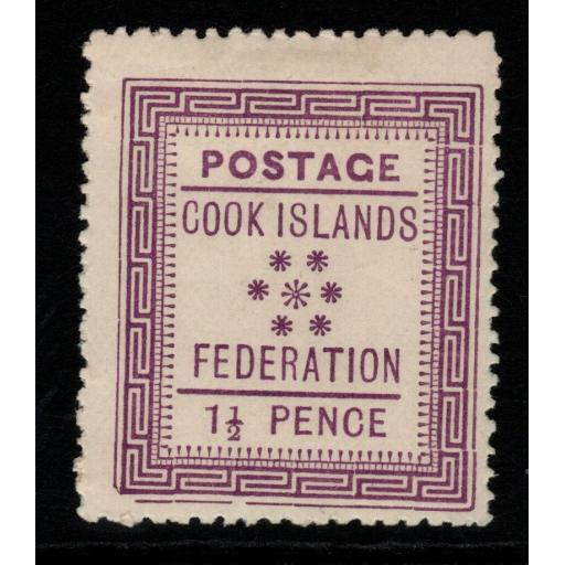 COOK ISLANDS SG2 1892 1½d MAUVE MTD MINT