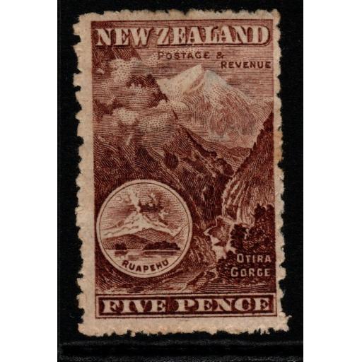 NEW ZEALAND SG323a 1906 5d RED-BROWN p14 TONE SPOT MTD MINT