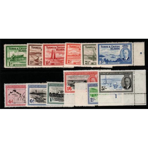 TURKS & CAICOS IS. SG221/32 1950 DEFINITIVE SET TO 5/= MNH