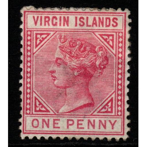 VIRGIN ISLANDS SG29a 1884 1d DEEP ROSE MTD MINT
