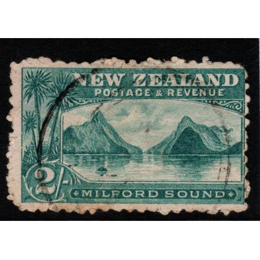 NEW ZEALAND SG269a 1903 1/= BLUE-GREEN LAID PAPER CREASED USED
