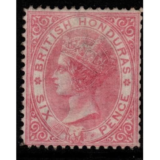 BRITISH HONDURAS SG15 1878 6d ROSE (PERFS LEVELLED OUT AT RIGHT) MTD MINT