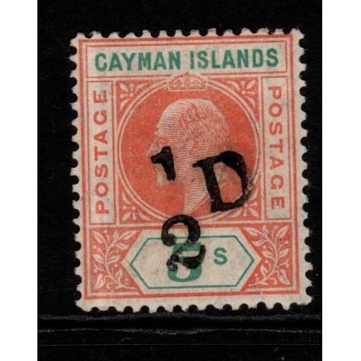CAYMAN ISLANDS SG18 1907 ½d on 5/= SALMON & GREEN MTD MINT