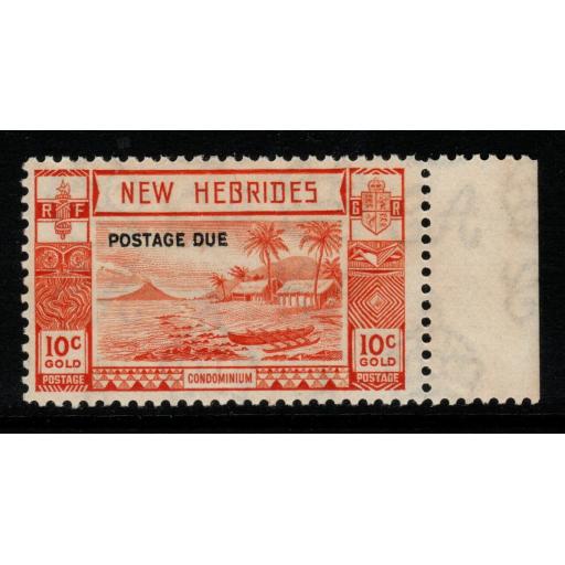 NEW HEBRIDES SGD7 1938 10c ORANGE POSTAGE DUE MNH