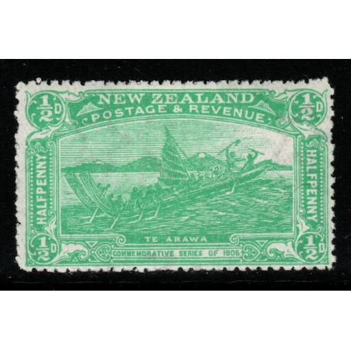 NEW ZEALAND SG370 1906 ½d EMERALD-GREEN MTD MINT