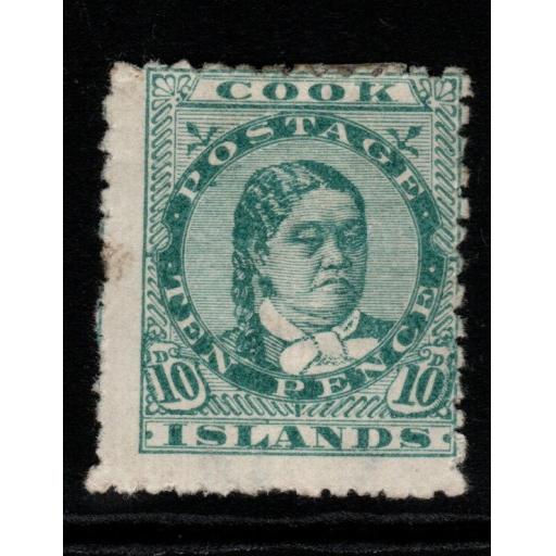 COOK ISLANDS SG10 1893 10d GREEN HEAVY MTD MINT