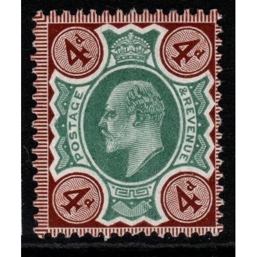 GB SG236a 1906 4d GREEN & CHOCOLATE-BROWN CHALKY PAPER MNH