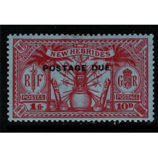 NEW HEBRIDES SGD5 1925 10d(1f) CARMINE/BLUE POSTAGE DUE MTD MINT