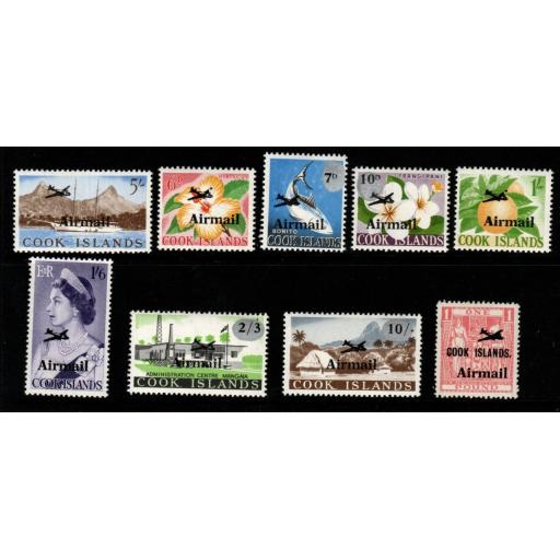 COOK ISLANDS SG185/93 1966 AIRMAIL SURCHARGE SET MNH