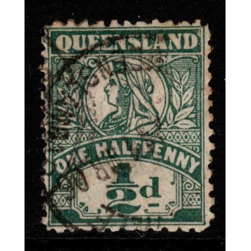 QUEENSLAND SG262b 1905 ½d GREEN p12 USED