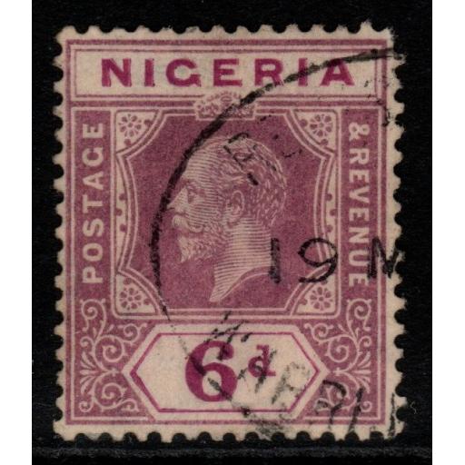 NIGERIA SG25 1921 6d DULL PURPLE & BRIGHT PURPLE DIE I FINE USED