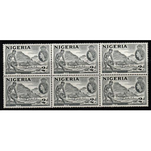 NIGERIA SG72f 1957 2d GREY TYPE B BLOCK OF 4 MNH