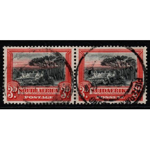 SOUTH AFRICA SG35a 1930 3d BLACK & RED p14x13½ USED