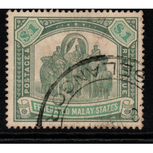 MALAYA FMS SG48 1907 $1 GREY-GREEN & GREEN USED