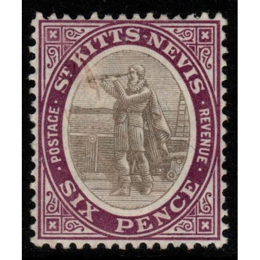 ST.KITTS-NEVIS SG19 1905 6d GREY-BLACK & DEEP VIOLET MTD MINT