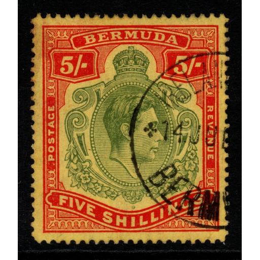 BERMUDA SG118b 1942 5/= DULL YELLOW-GREEN & RED/YELLOW FINE USED