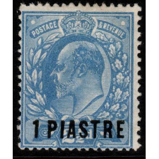 BRITISH LEVANT SG28 1912 1pi on 2½d BRIGHT BLUE p15x14 MTD MINT