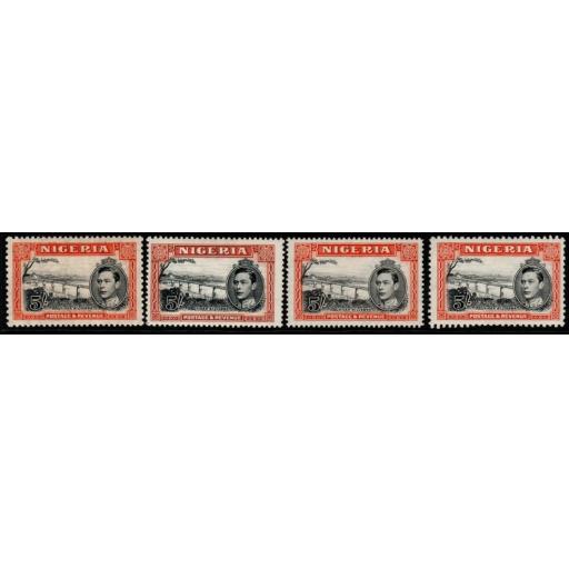 NIGERIA SG59/c 1938-49 5/= BLACK & ORANGE ALL PERF VARITIES MTD MINT