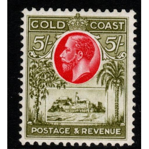 GOLD COAST SG112 1928 5/= CARMINE & SAGE-GREEN MTD MINT