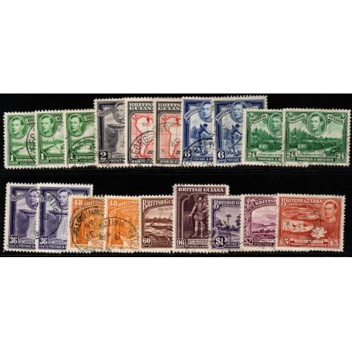 BRITISH GUIANA SG308/19a 1938-52 DEFINITIVE SET INC WMK&PERFS TO 48c FINE USED