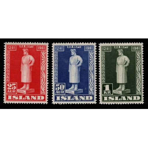 ICELAND SG254/6 1939 STATUE OF THORFINN KARLSEFNI MTD MINT