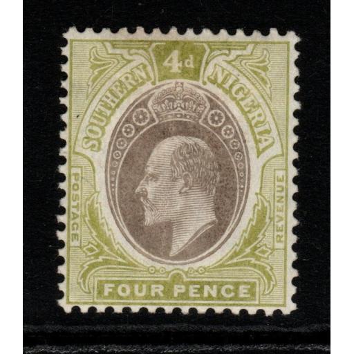 SOUTHERN NIGERIA SG26a 1906 4d GREY-BLACK & OLIVE-GREEN CHALKY PAPER MTD MINT