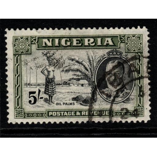 NIGERIA SG43 1936 5/= BLACK & OLIVE-GREEN FINE USED