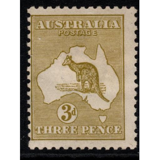 AUSTRALIA SG37 1915 3d YELLOW-OLIVE DIE I MTD MINT