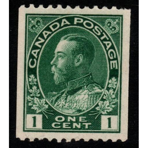 CANADA SG217 1914 1c BLUE-GREEN p12xIMPERF MNH