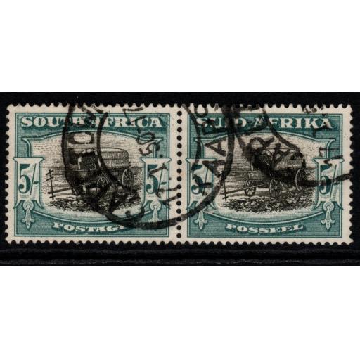 SOUTH AFRICA SG122 1949 5/= BLACK & PALE BLUE-GREEN USED