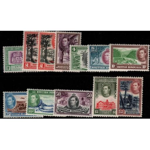 BRITISH HONDURAS SG150/60(inc.151a) 1938-47 DEFINITIVE SET TO $2 MTD MINT