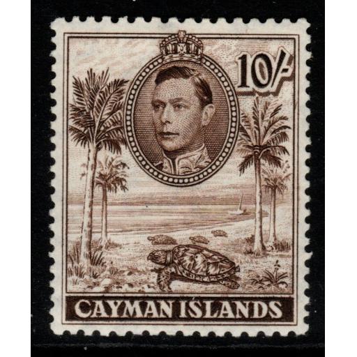 CAYMAN ISLANDS SG126 1938 10/= CHOCOLATE p11½x13 MTD MINT