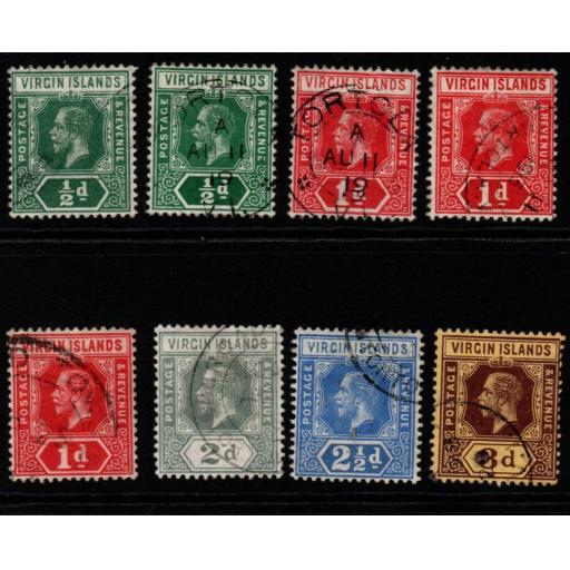 VIRGIN ISLANDS SG69/73 1913-9 DEFINITIVE SET TO 3d INCL ½d & 1d SHADES FINE USED