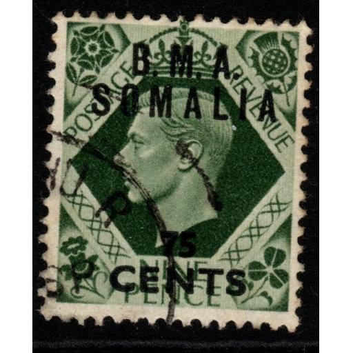 B.O.I.C.-SOMALIA SGS17 1948 75c on 9d DEEP OLIVE-GREEN FINE USED