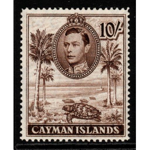 CAYMAN ISLANDS SG126a 1948 10/= CHOCOLATE p14 MTD MINT