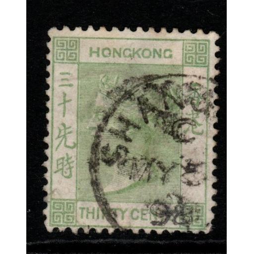 HONG KONG-CHINA SGZ802 1882 30c GREEN USED IN SHANGHAI