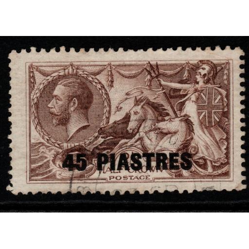 BRITISH LEVANT SG48ba 1921 45pi on 2/6 OLIVE-BROWN "JOINED FIGURES" FINE USED
