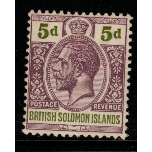 BRITISH SOLOMON IS. SG30 1914 5d DULL PURPLE & OLIVE-GREEN MTD MINT