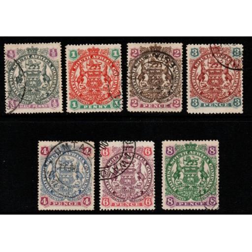RHODESIA SG66/72 1897 DEFINITIVE SET TO 8d FINE USED