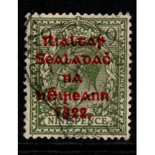 IRELAND SG41 1922 9d OLIVE-GREEN FINE USED