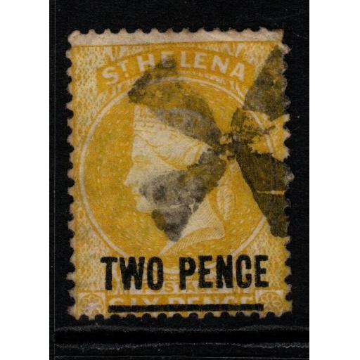 ST.HELENA SG22 1876 2d YELLOW TYPE B p14x12½ USED