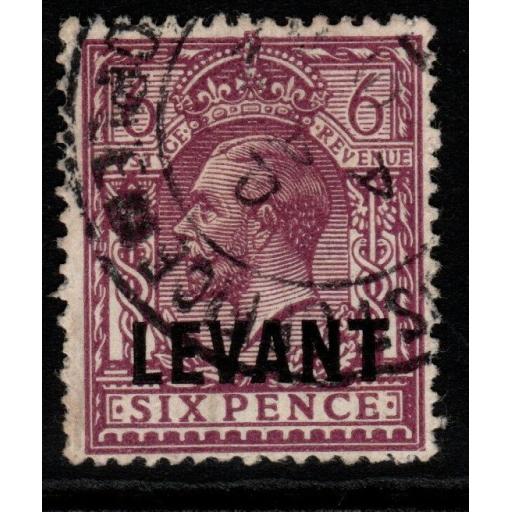 BRITISH LEVANT SGL22 1921 6d DULL PURPLE CHALKY PAPER FINE USED
