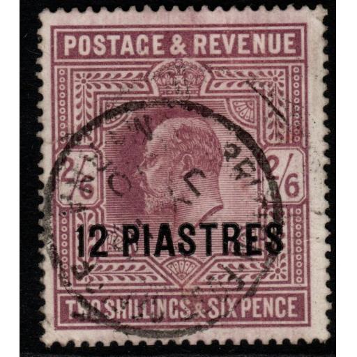 BRITISH LEVANT SG11b 1903 12pi on 2/6 DULL PURPLE CHALKY PAPER FINE USED