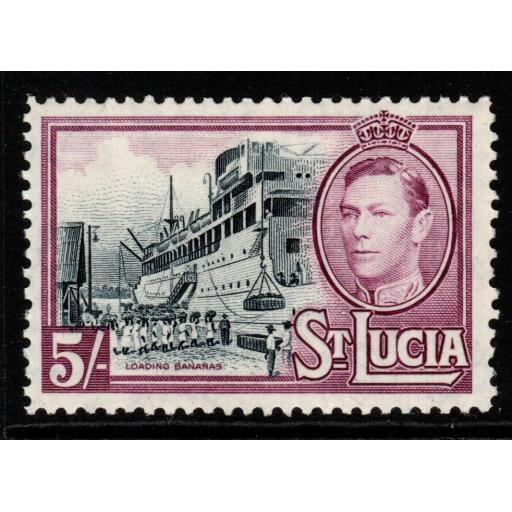 ST.LUCIA SG137 1938 5/- BLACK & MAUVE MTD MINT