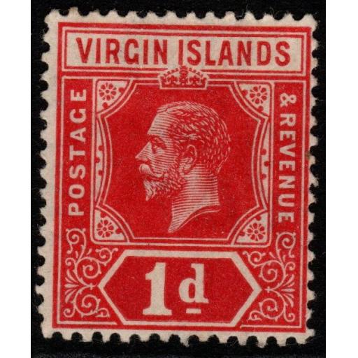 VIRGIN ISLANDS SG70c 1919 1d CARMINE-RED MTD MINT