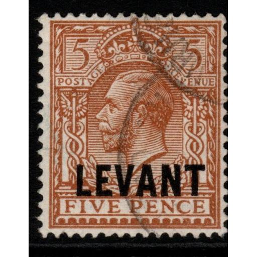 BRITISH LEVANT SGL21 1921 5d YELLOW-BROWN FINE USED